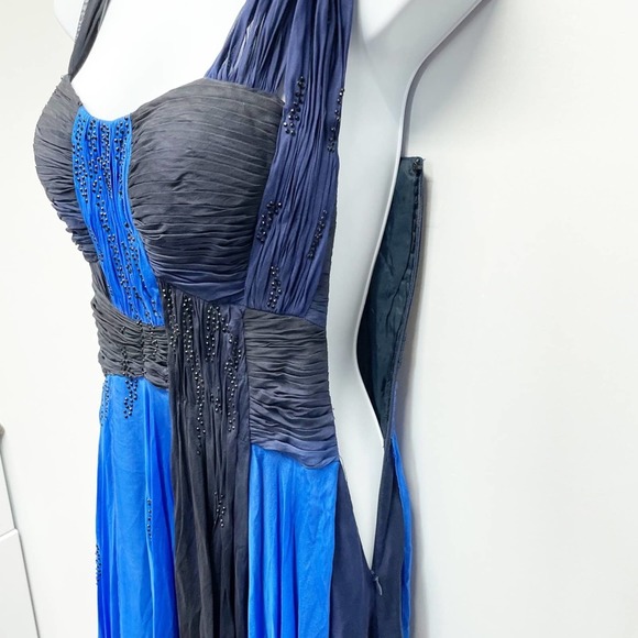 Alberto Makali Ombré Beaded Gown Silk Blue Size 2 - Picture 3 of 16